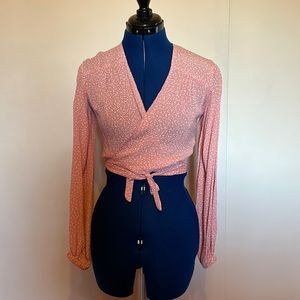 Loco Lindo Pink Pixie Dot Babaloo Wrap Top in XS NWT
